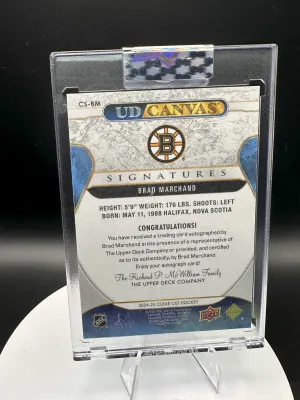 2024-25 Upper Deck Clear Cut Brad Marchand UD Canvas Signatures Auto /63 #CS-BM back